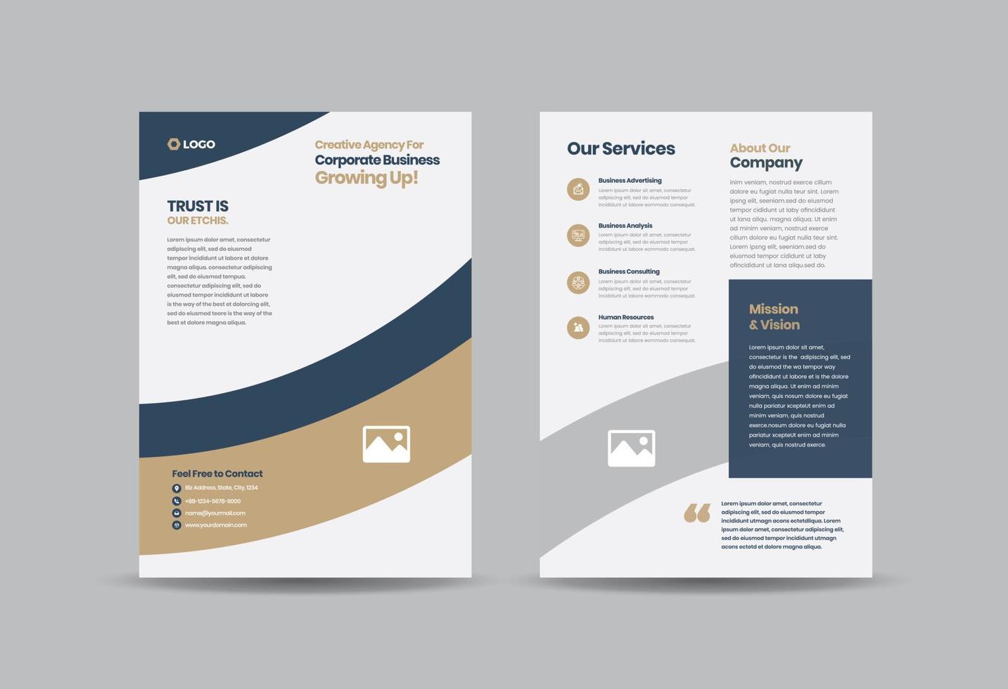 Corporate Business Flyer Design or Handout and leaflet design or Marketing sheet Brochure Design vector