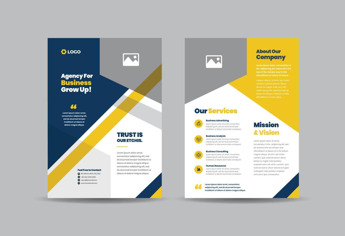 Corporate Business Flyer Design or Handout and leaflet design or Marketing sheet Brochure Design vector