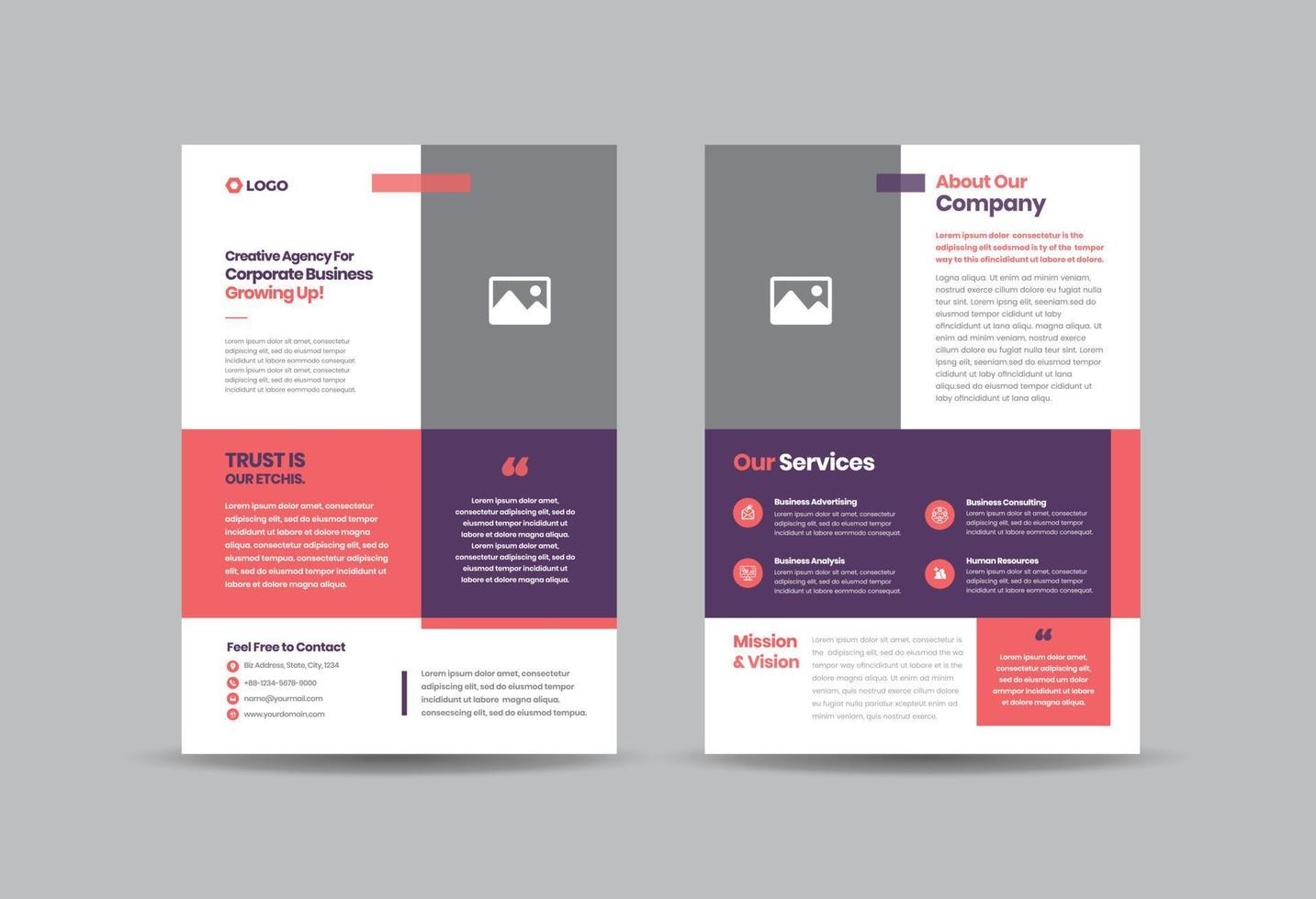 Corporate Business Flyer Design or Handout and leaflet design or Marketing sheet Brochure Design vector