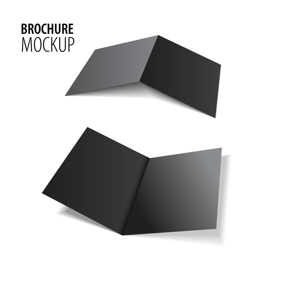 Magazine, booklet, postcard, flyer, business 3d black card or brochure mockup template isolated on white. vector