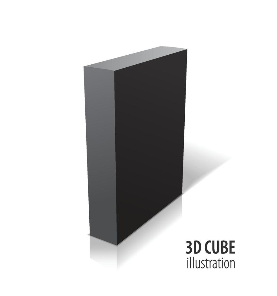 Realistic black vector closed blank box illustration with shadows.