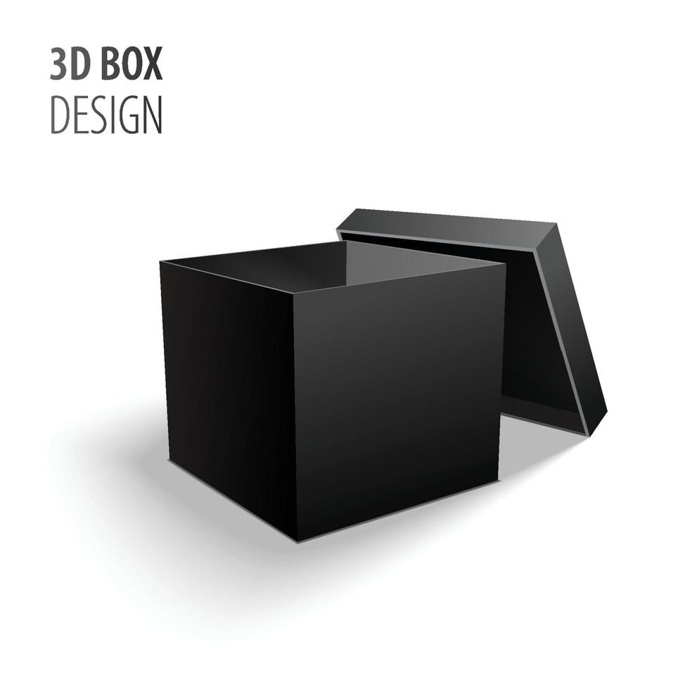 Caja de cartón 3d para regalo, ilustración vectorial aislado en blanco vector