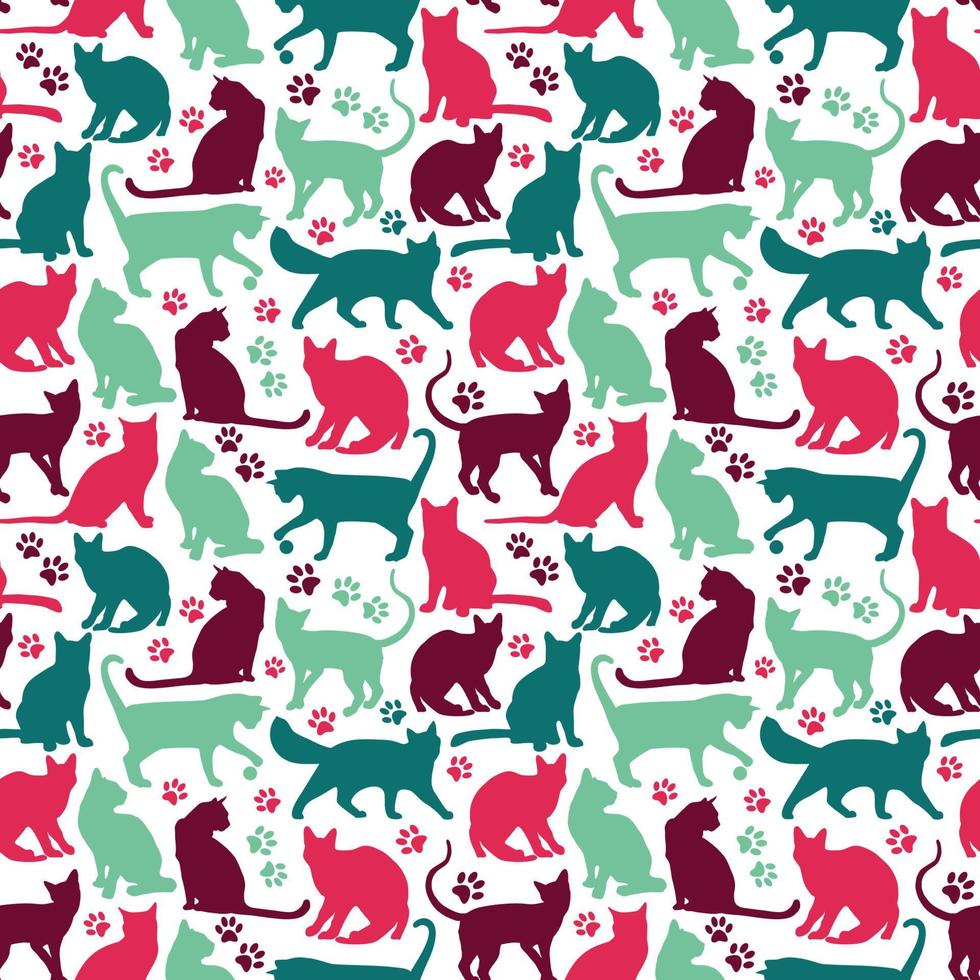 Seamless pattern of nicecolors cats background illustration vector