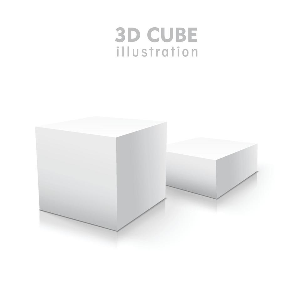 White vector cube set. Vector stock 3d illustration without background.