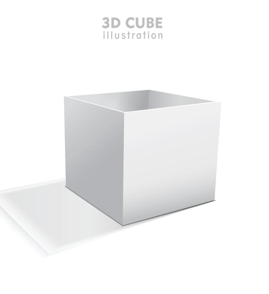 Realistic white vector opened blank box illustration with shadows.