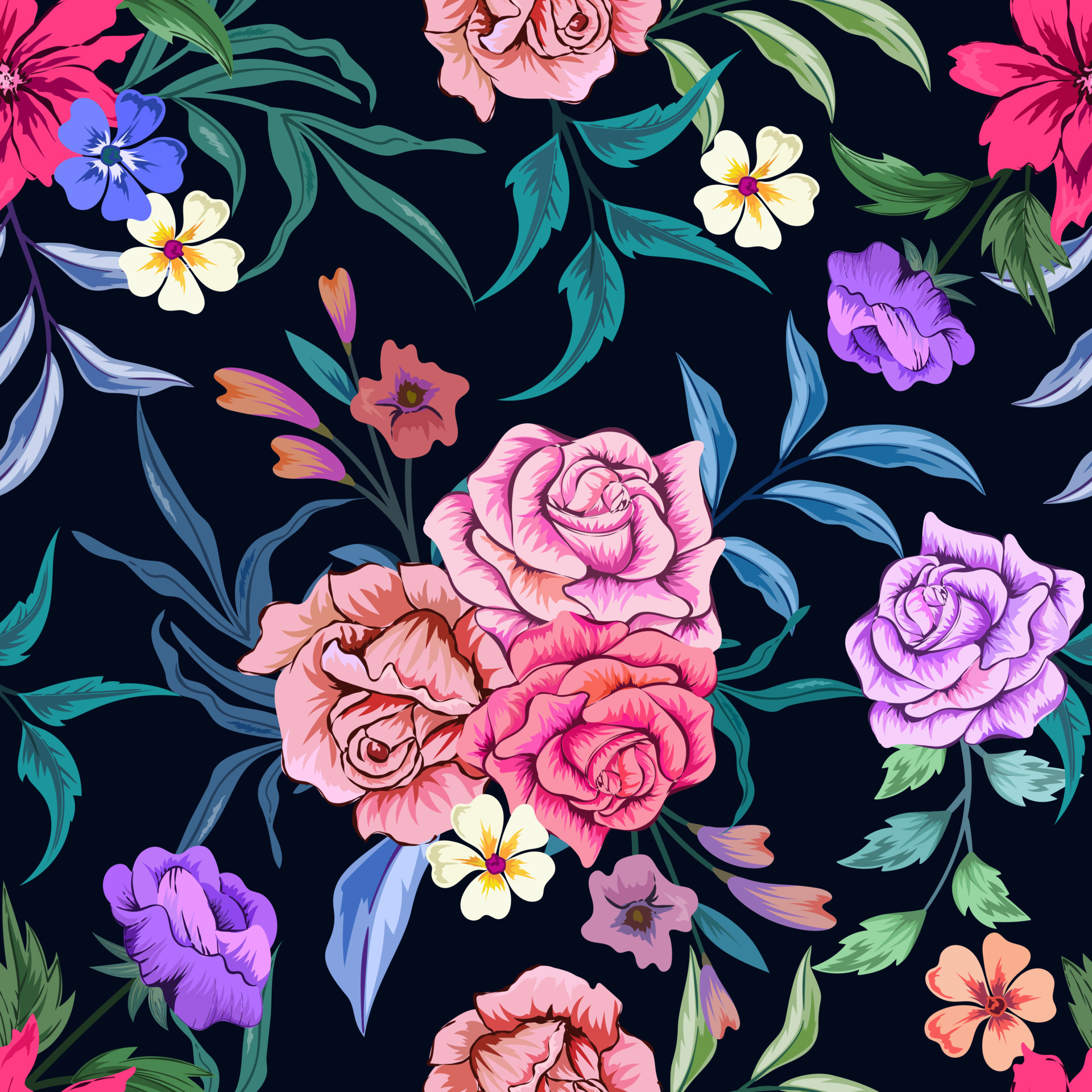 Elegant colorful seamless pattern with botanical floral design ...