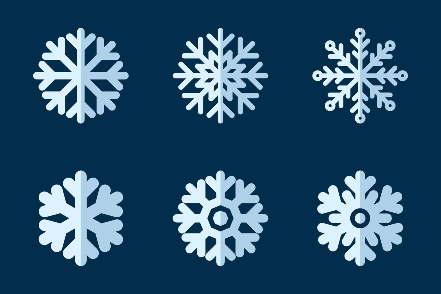 Snowflake Collection. Flat Style. Set of Christmas and Winter Traditional icons for logo, print, sticker, emblem, label, badge, greeting and invitation card design vector