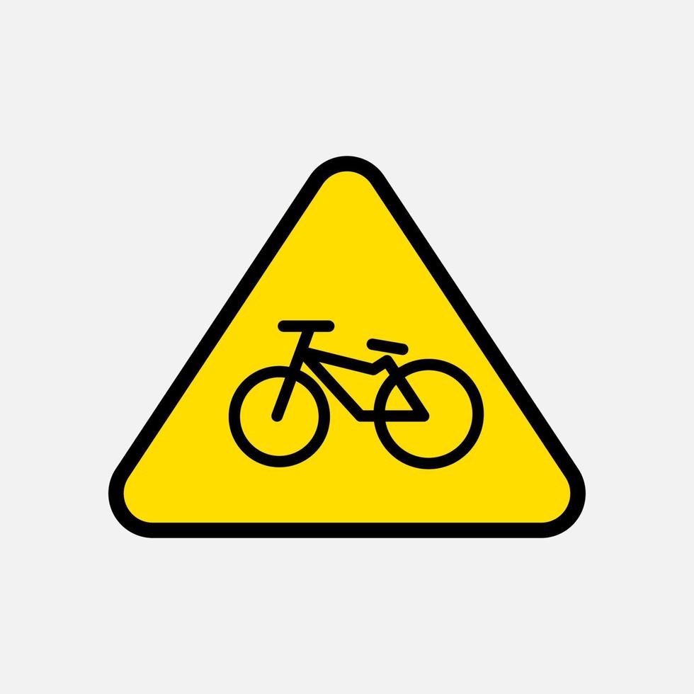 Bike icon. Flat vector illustration in black with yellow triangular frame