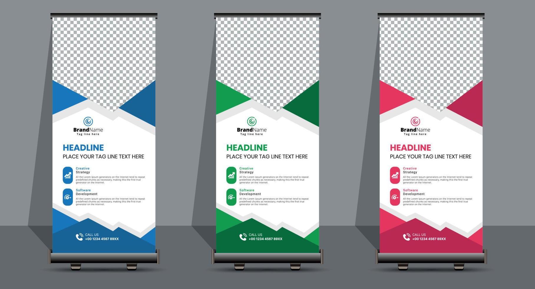Creative Business Roll Up Signage Banner Template Design. vector