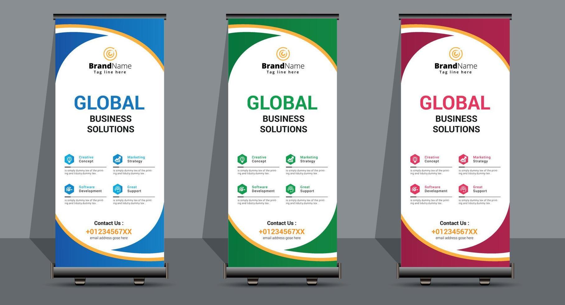 Creative Business Roll Up Signage Banner Template Design. vector