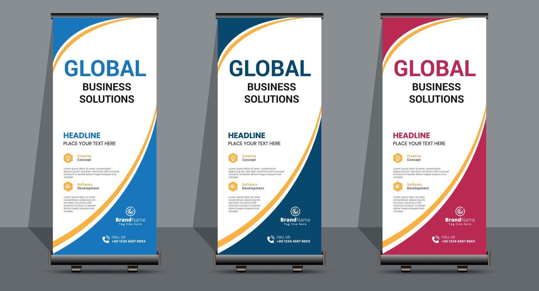 Creative Business Roll Up Signage Banner Template Design. vector