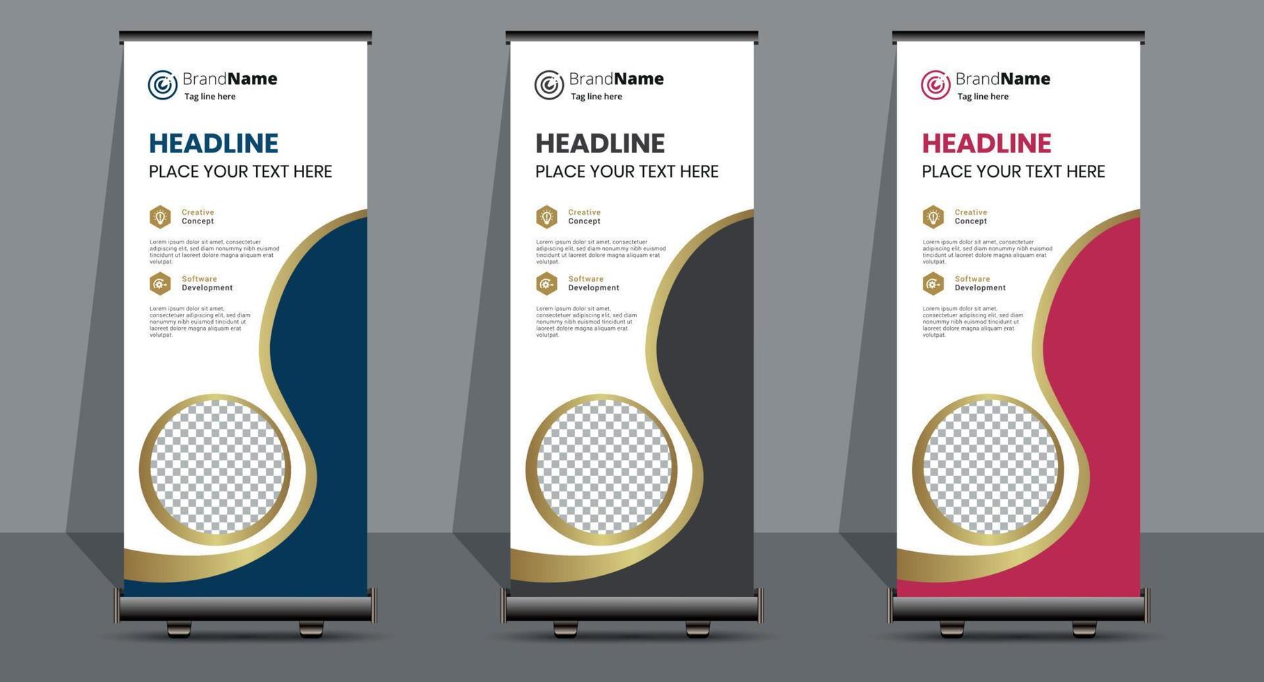 Creative Business Roll Up Signage Banner Template Design. vector