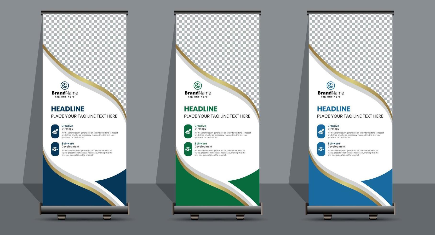 Creative Business Roll Up Signage Banner Template Design. vector