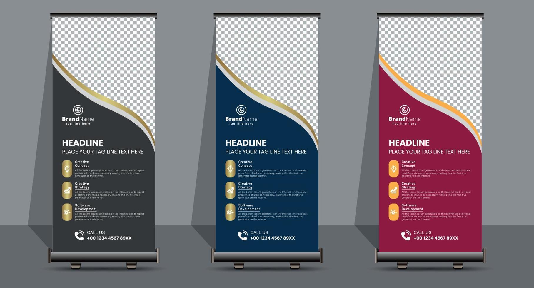 Creative Business Roll Up Signage Banner Template Design. vector