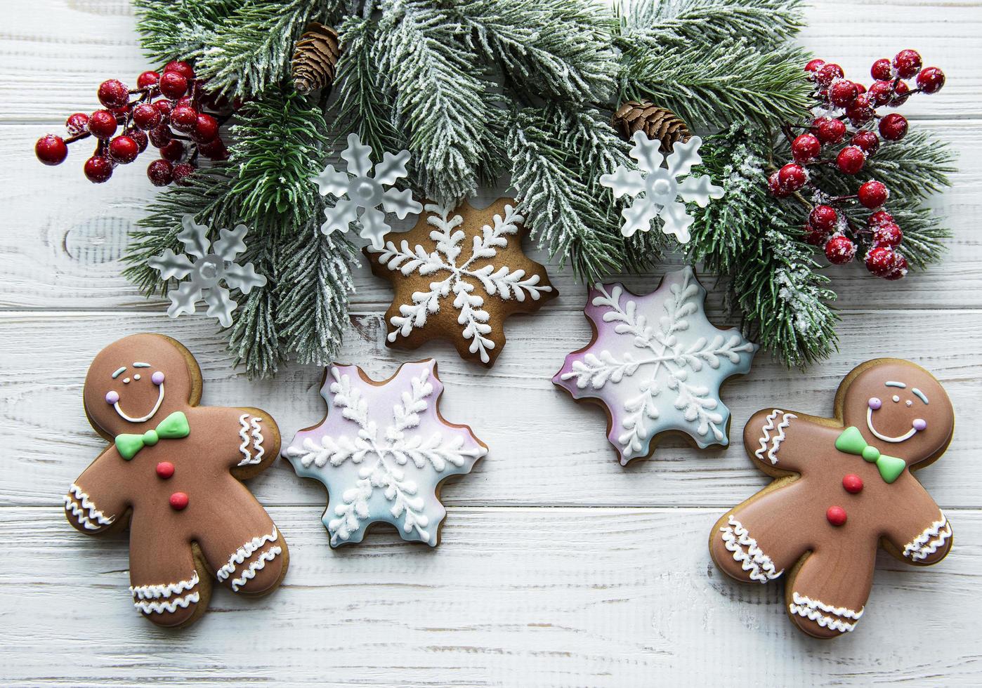 Homemade gingerbread cookies border with copy space photo