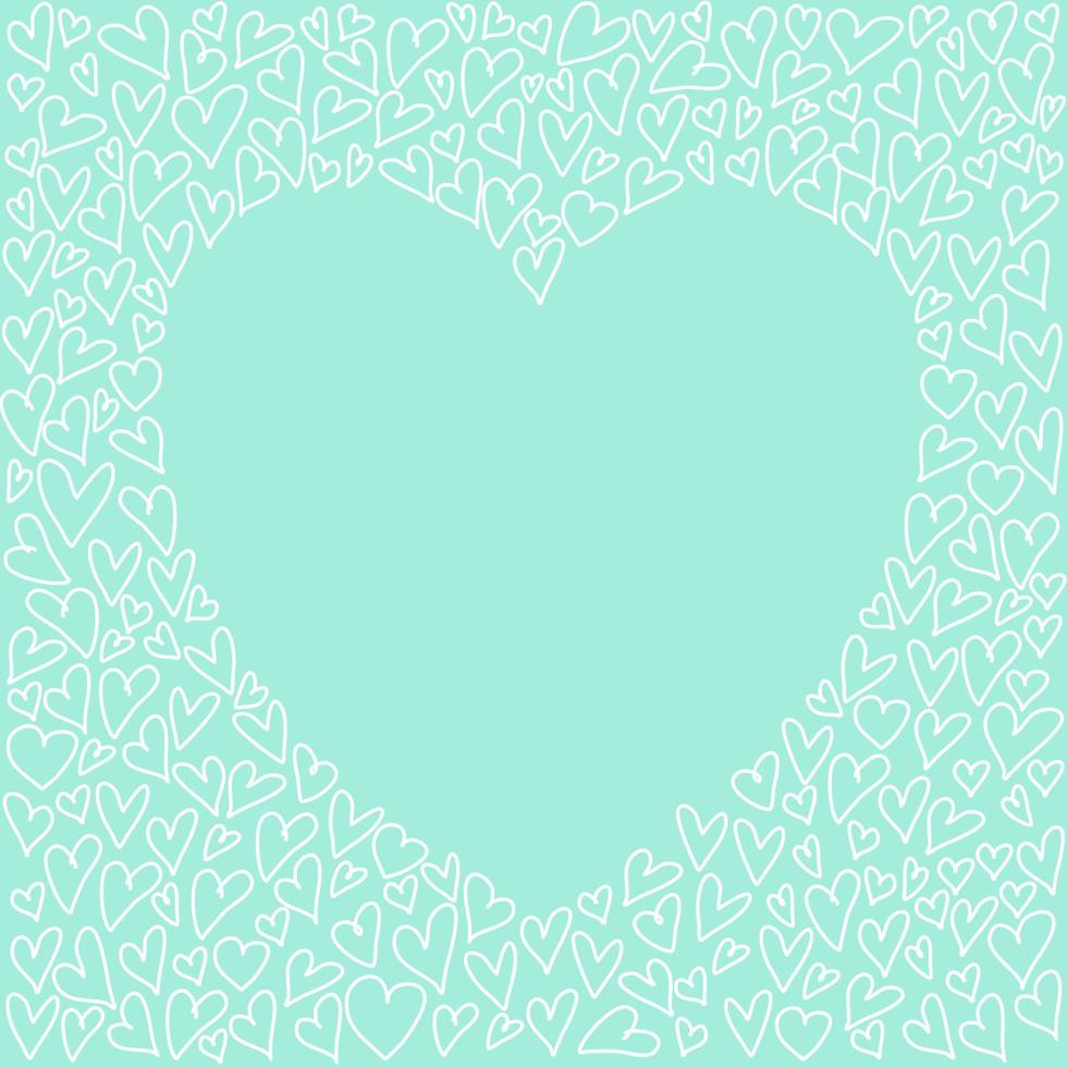 There are doodle heart shape around the big heart shape in the center with copy space for your text. Sweet decorating template for romantic moment. vector