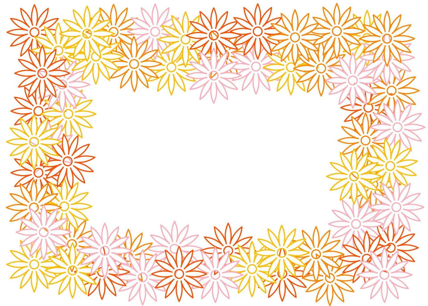 Plantilla de marco de flores de colores con espacio de copia para su texto. vector