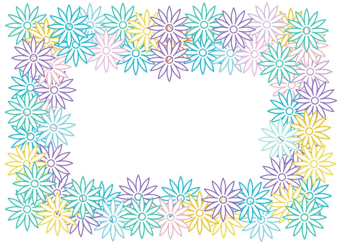 Colorful flowers frame template with copy space for your text. vector