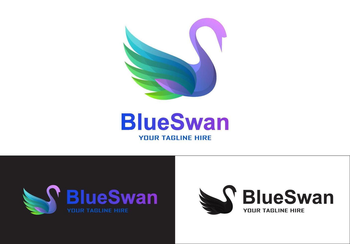 blue swan gradient logo concept vector