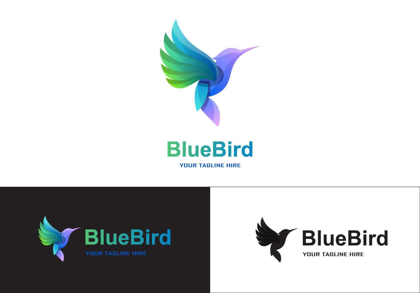 concepto de logotipo degradado de pájaro azul vector