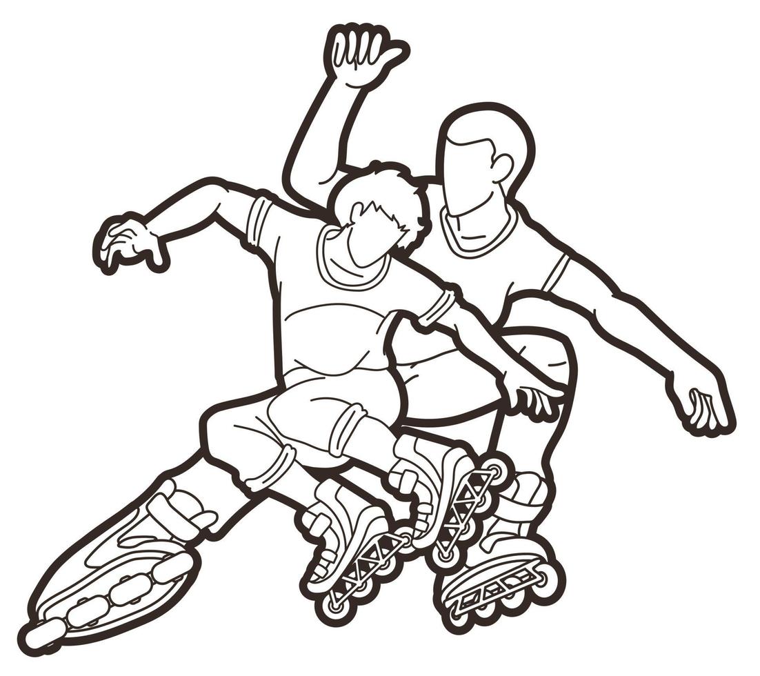 Group of Roller blade Roller Skate Players Action vector