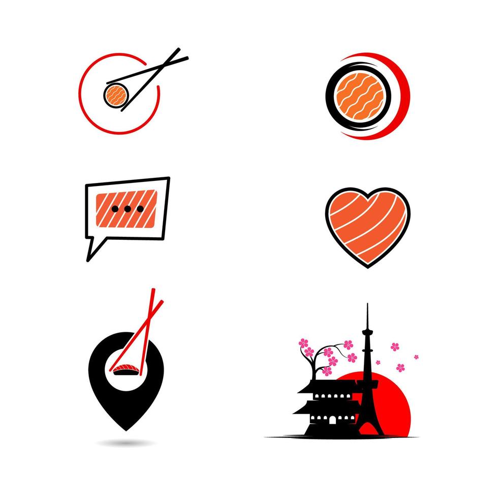 sushi, japón, vector, icono, diseño, ilustración vector