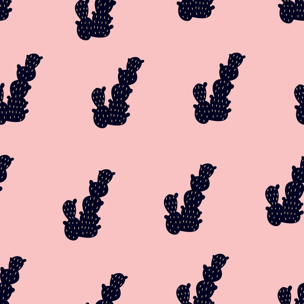 Seamless pattern of cactuses on pink background. Flat modern illustration. vector
