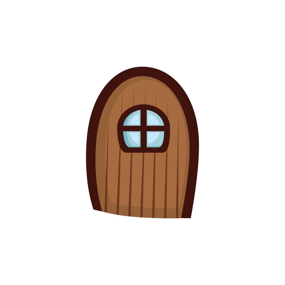 wooden door with window fairytale isolated icon vector