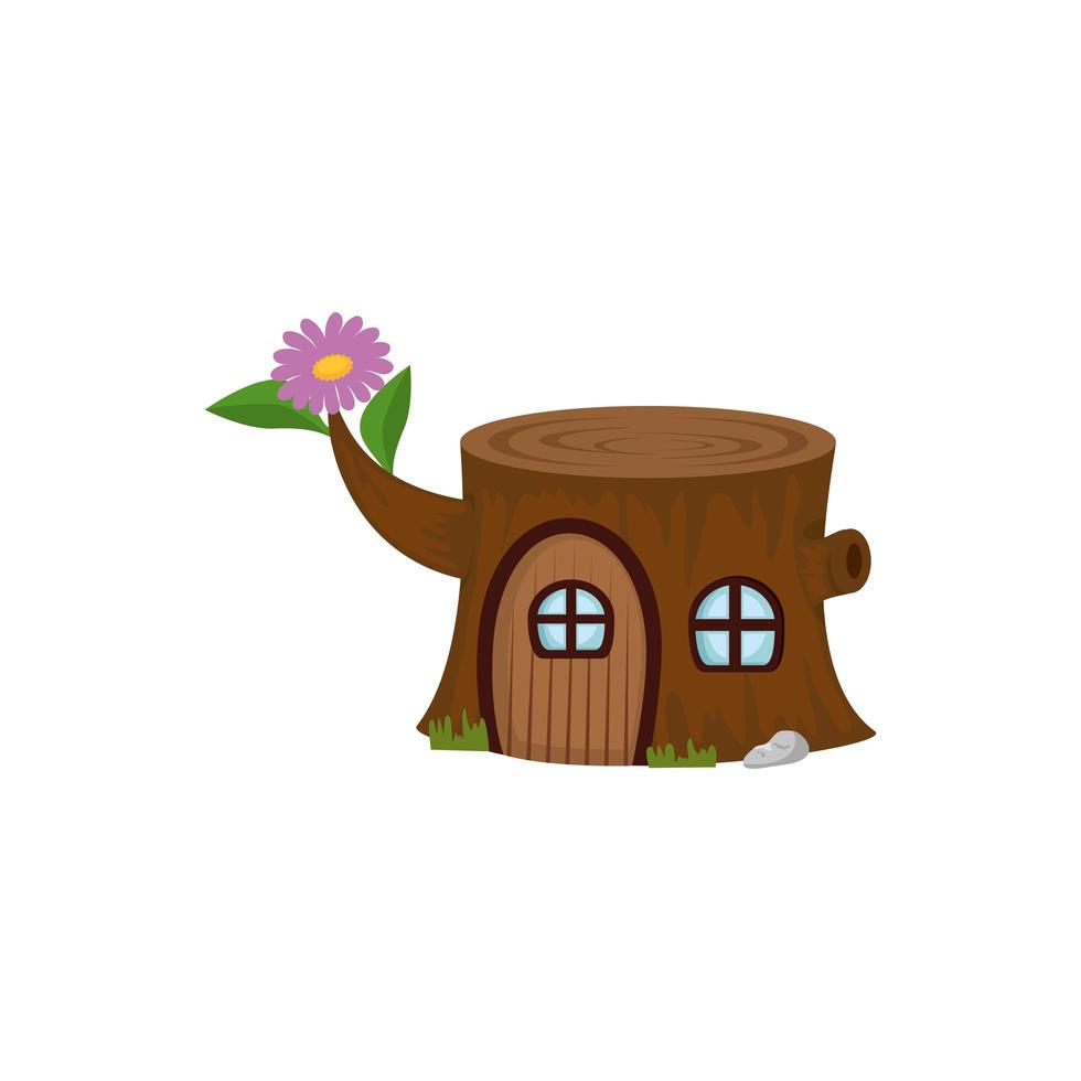 tree trunk house fairytale icon vector