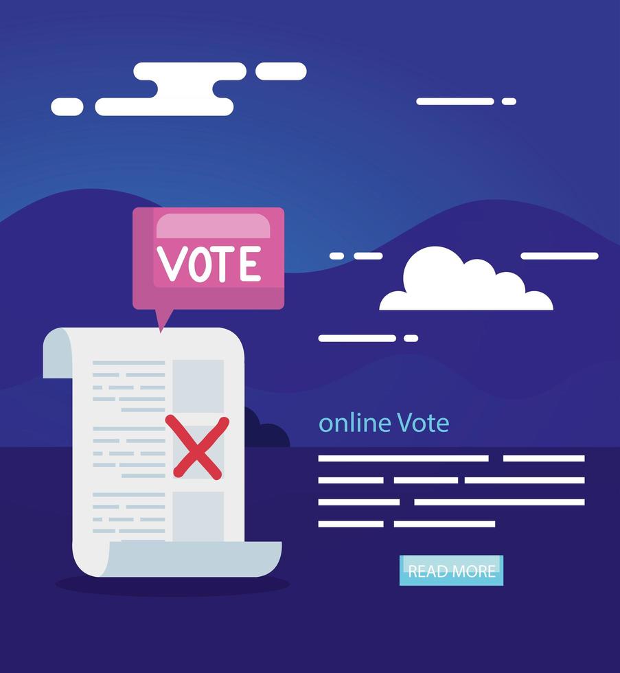 poster of vote online with vote form vector