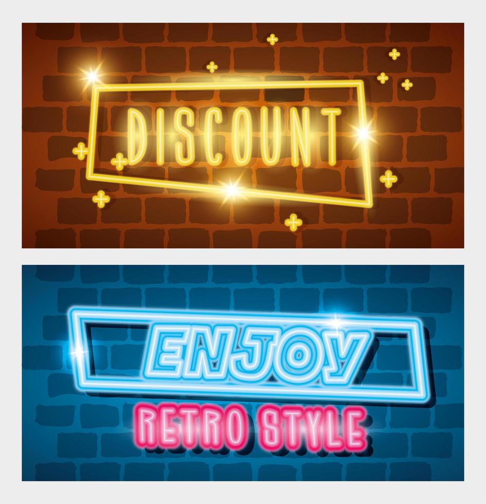 set labels retro style of neon light vector