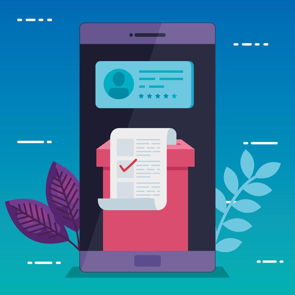 smartphone for vote online with ballot box vector