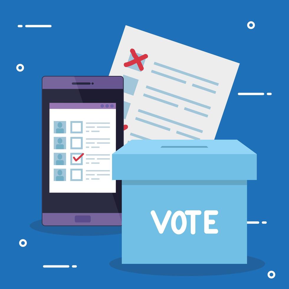 smartphone for vote online with ballot box vector