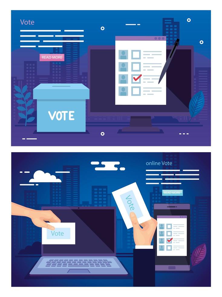 set poster of vote with icons vector