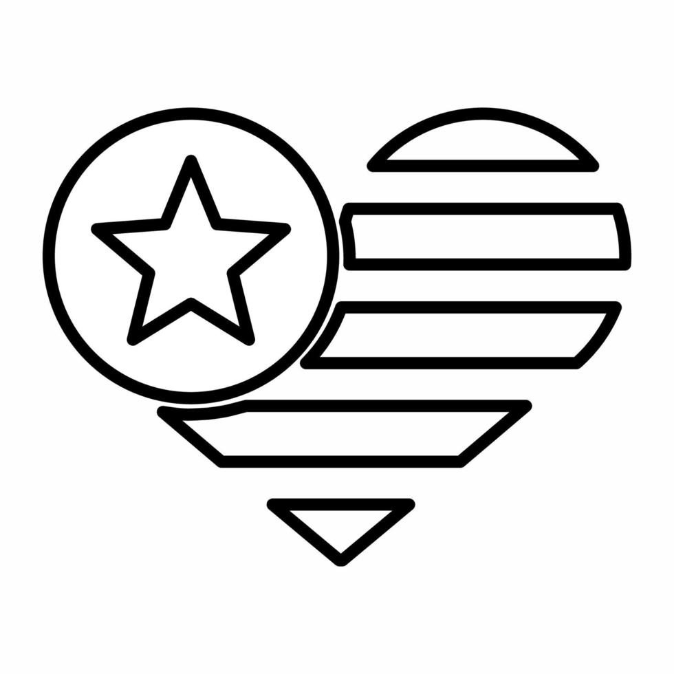 USA Flag in Heart Icon Line.eps vector