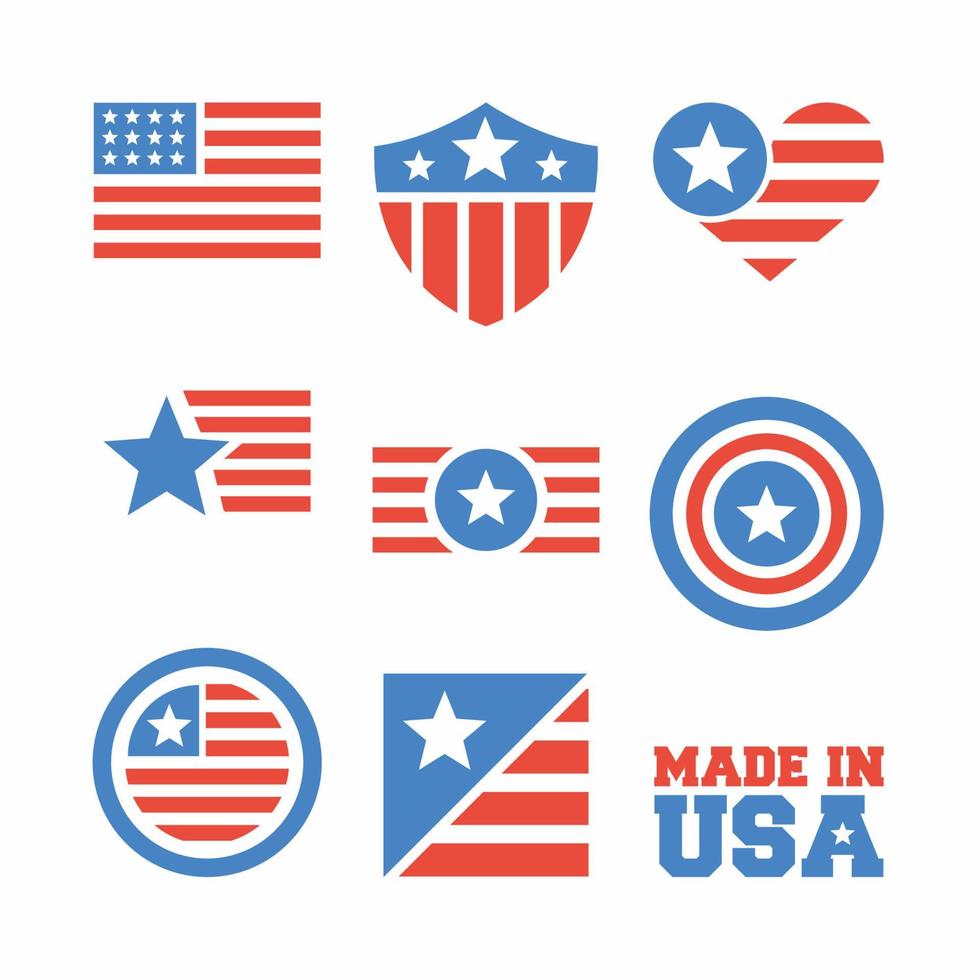 USA Symbol Icon Set Flat Styl... vector