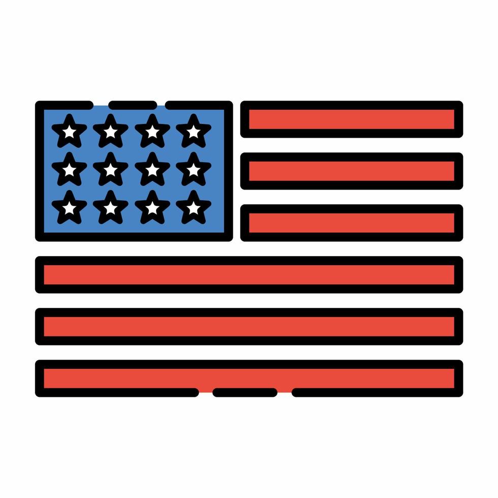 USA Flag Icon Flat Line.eps vector