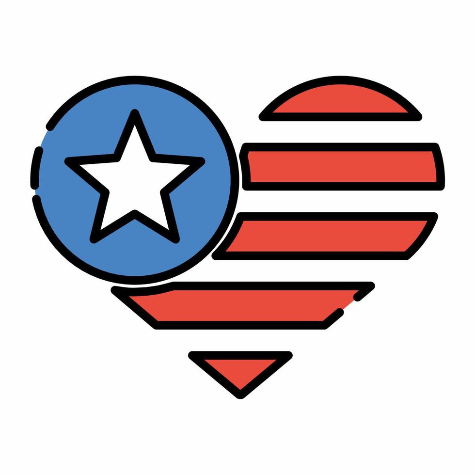 USA Flag in Heart Icon Flat L... vector