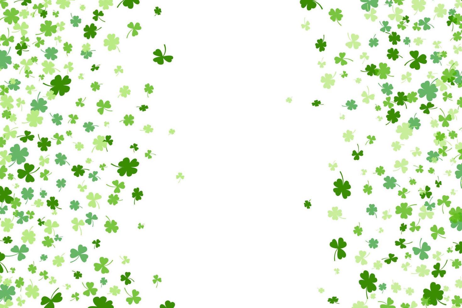 Shamrock or clover leaves flat design green backdrop pattern vector illustration.