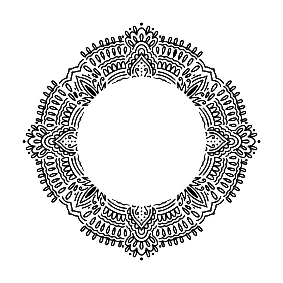 Bastidor gráfico redondo tradicional mandala abstracto aislado en fondo blanco forma india boho estilo oriental étnico. vector