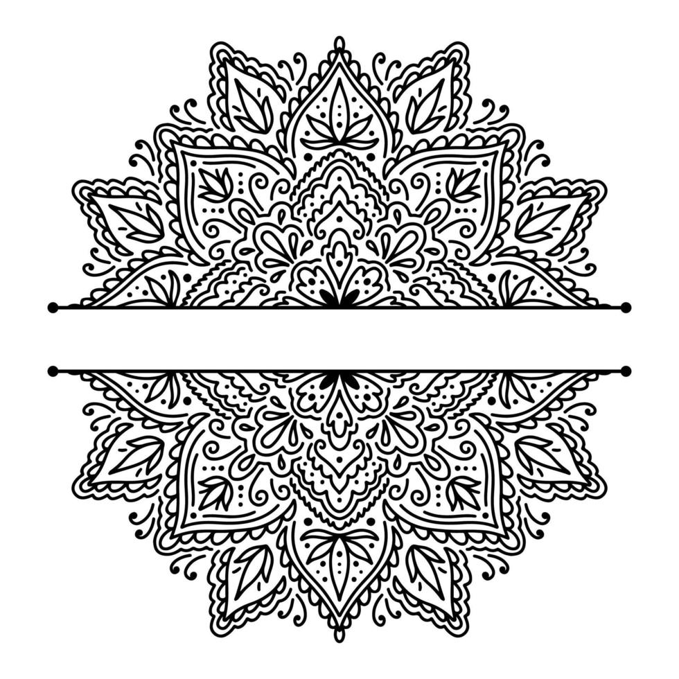 Graphic half for inscription round mandala abstract isolated in white background..Boho indian shape.Ethnic oriental style. vector