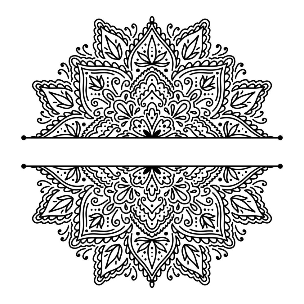 mitad gráfica para inscripción abstracta mandala redondo aislado en fondo blanco ... forma india boho estilo oriental étnico. vector