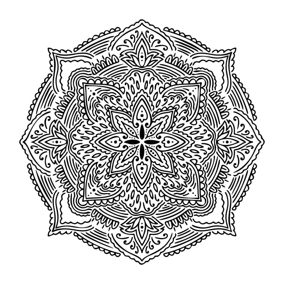 Graphic round mandala abstract isolated in white background..Boho indian shape.Ethnic oriental style. vector