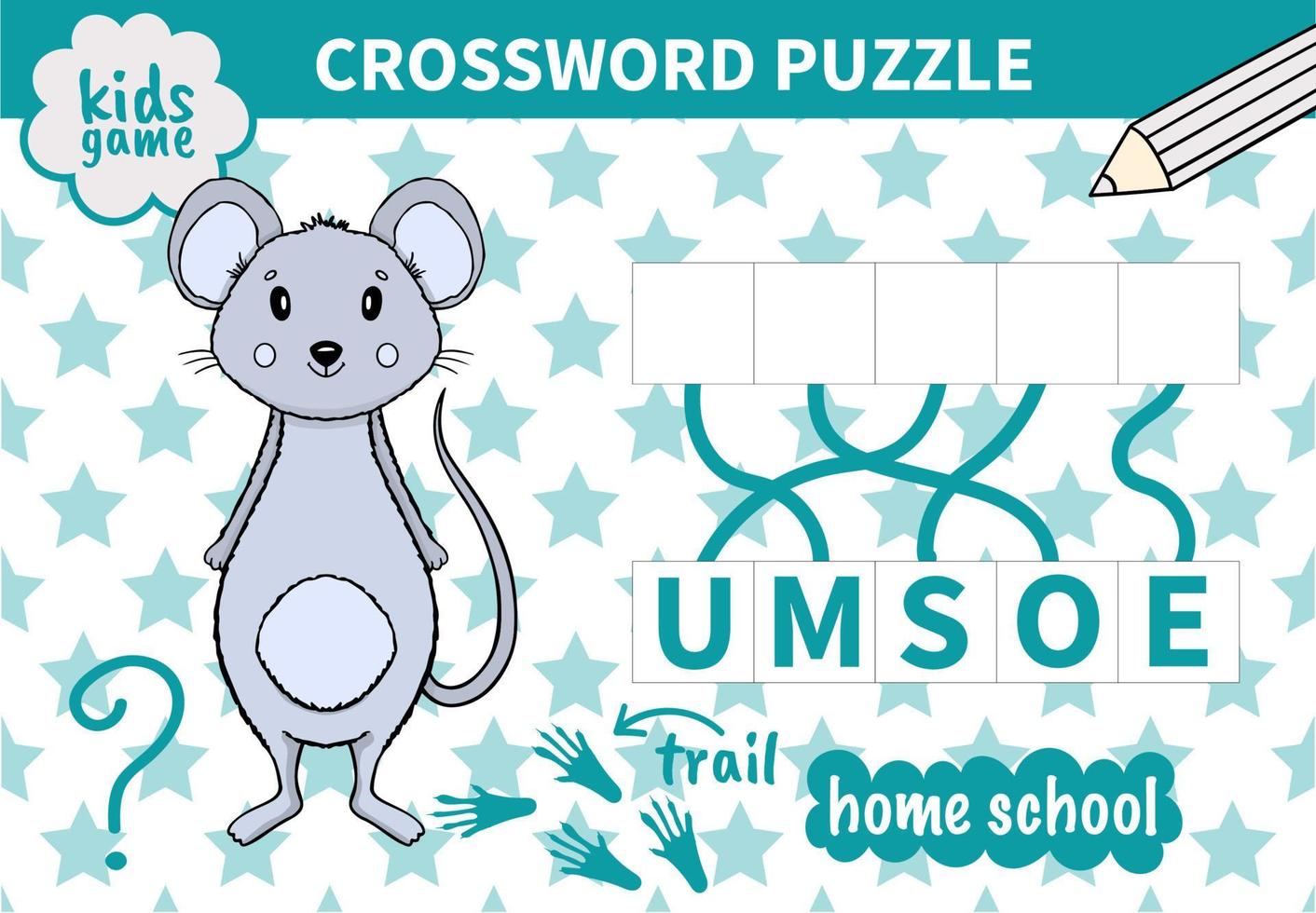 Children board animal game crossword for preschoolers and primary school students worksheets.Page read and match for kids educational book vector