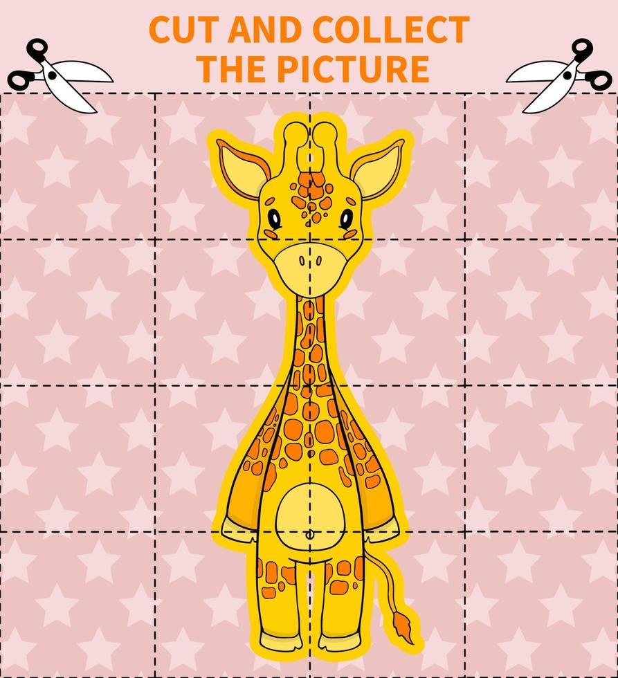 Children board animal game puzzle for preschoolers and primary school students worksheets.Page read and match for kids educational book. vector