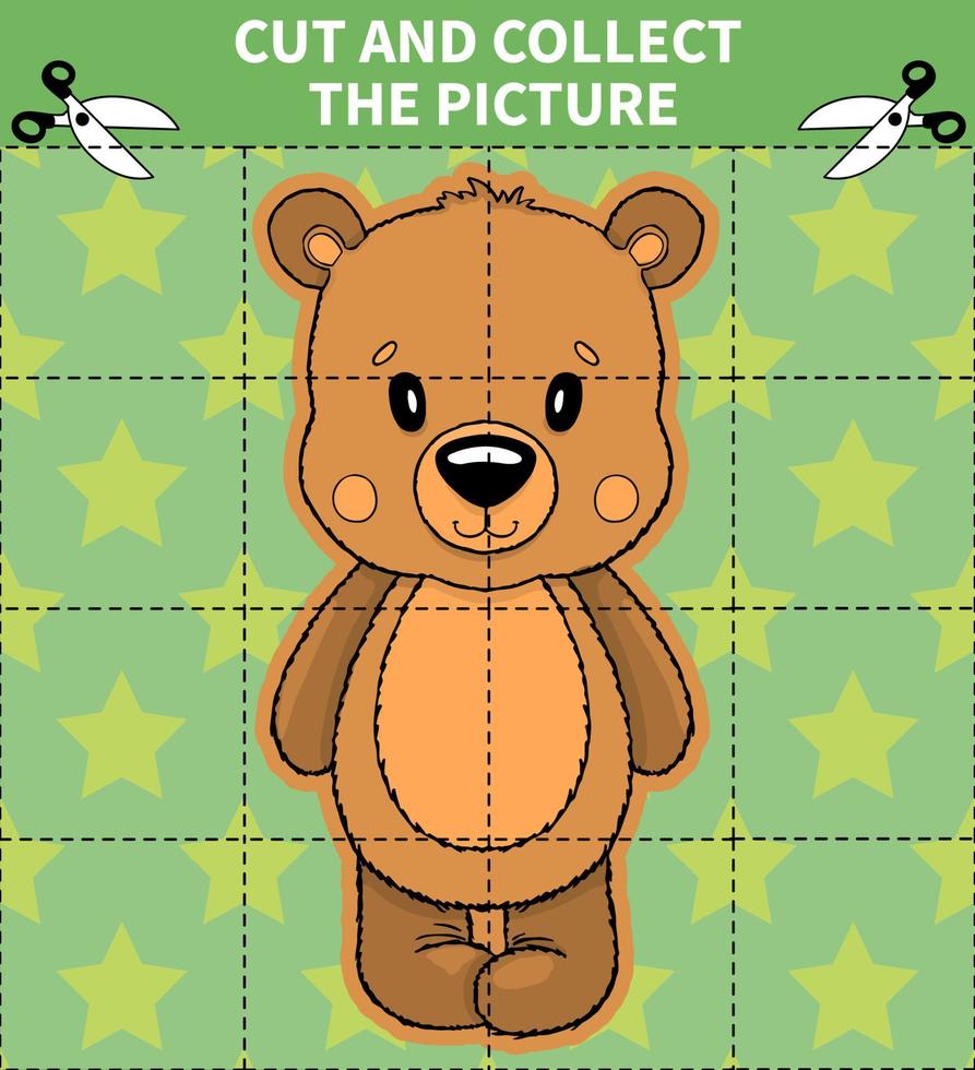 Children board animal game puzzle for preschoolers and primary school students worksheets.Page read and match for kids educational book. vector