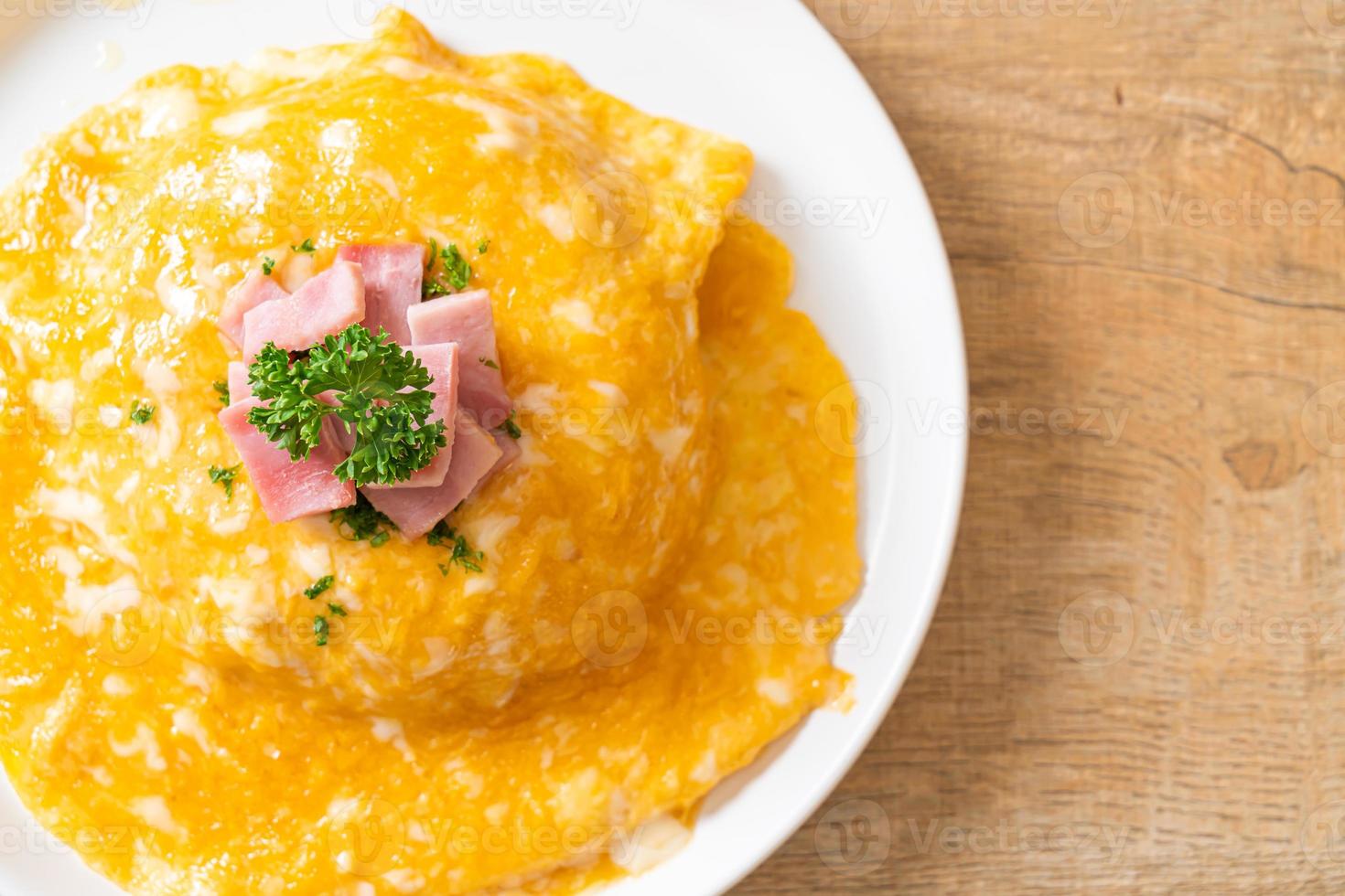 Creamy Omelet with Ham on Rice photo