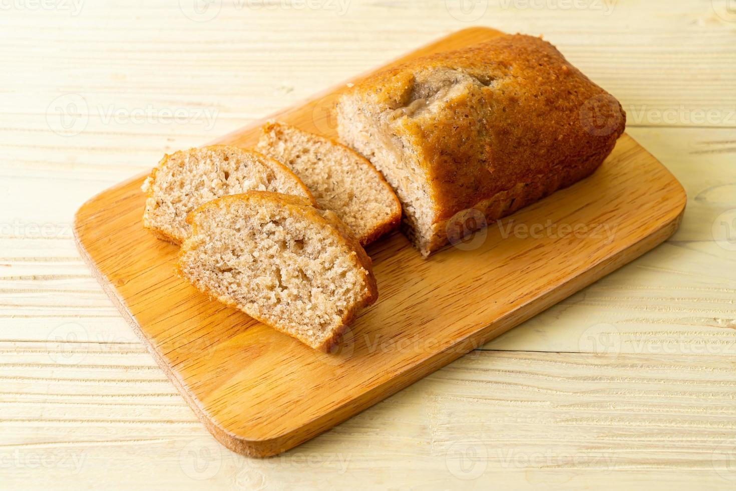 Homemade banana bread sliced photo