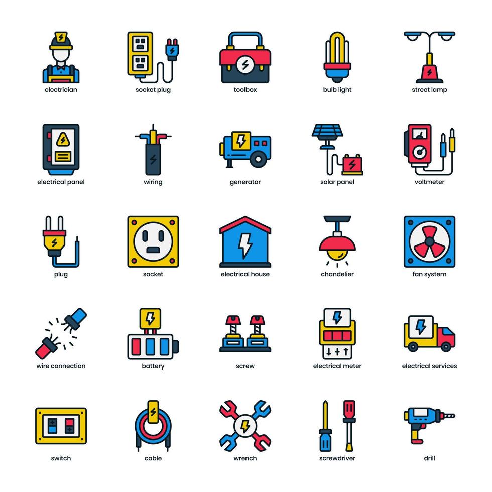 Electric Element icon pack for your website design, logo, app, UI. Electric Element icon outline design. Vector graphics illustration and editable stroke.