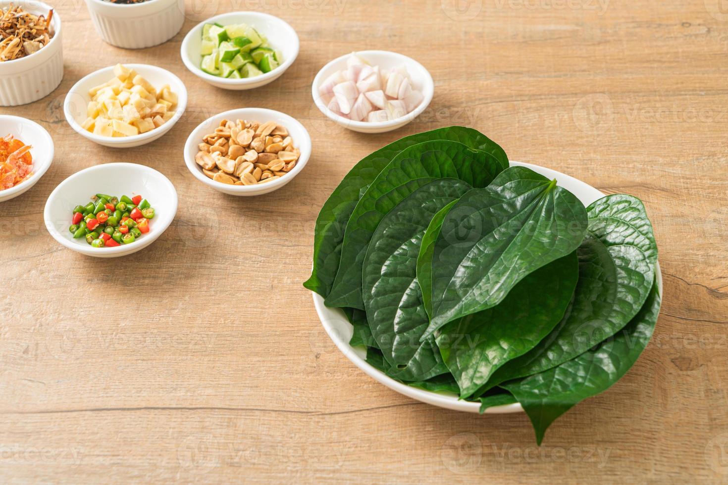 Miang kham A royal leaf wrap appetizer 4303504 Stock Photo at Vecteezy